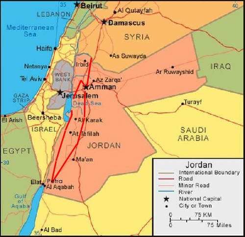 Turkey,Syria & Jordan Tour Map